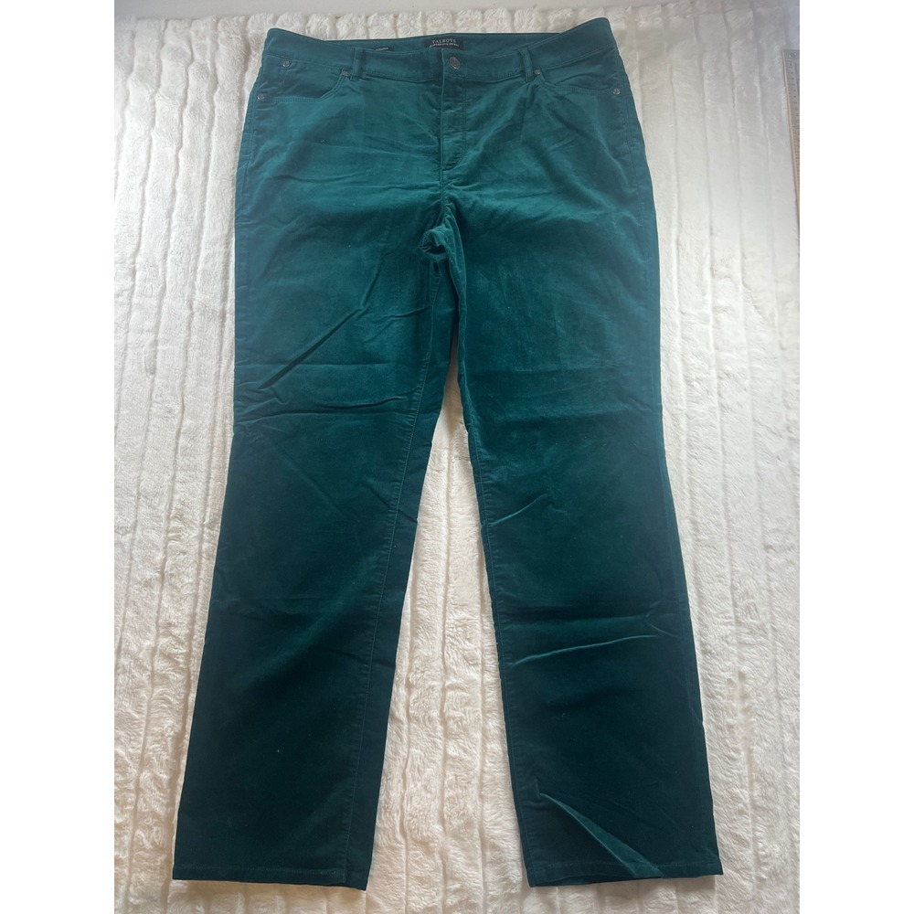 New Talbots Women's Size 18 Straight Leg Flawless Five Pocket Green Velvet Pants
